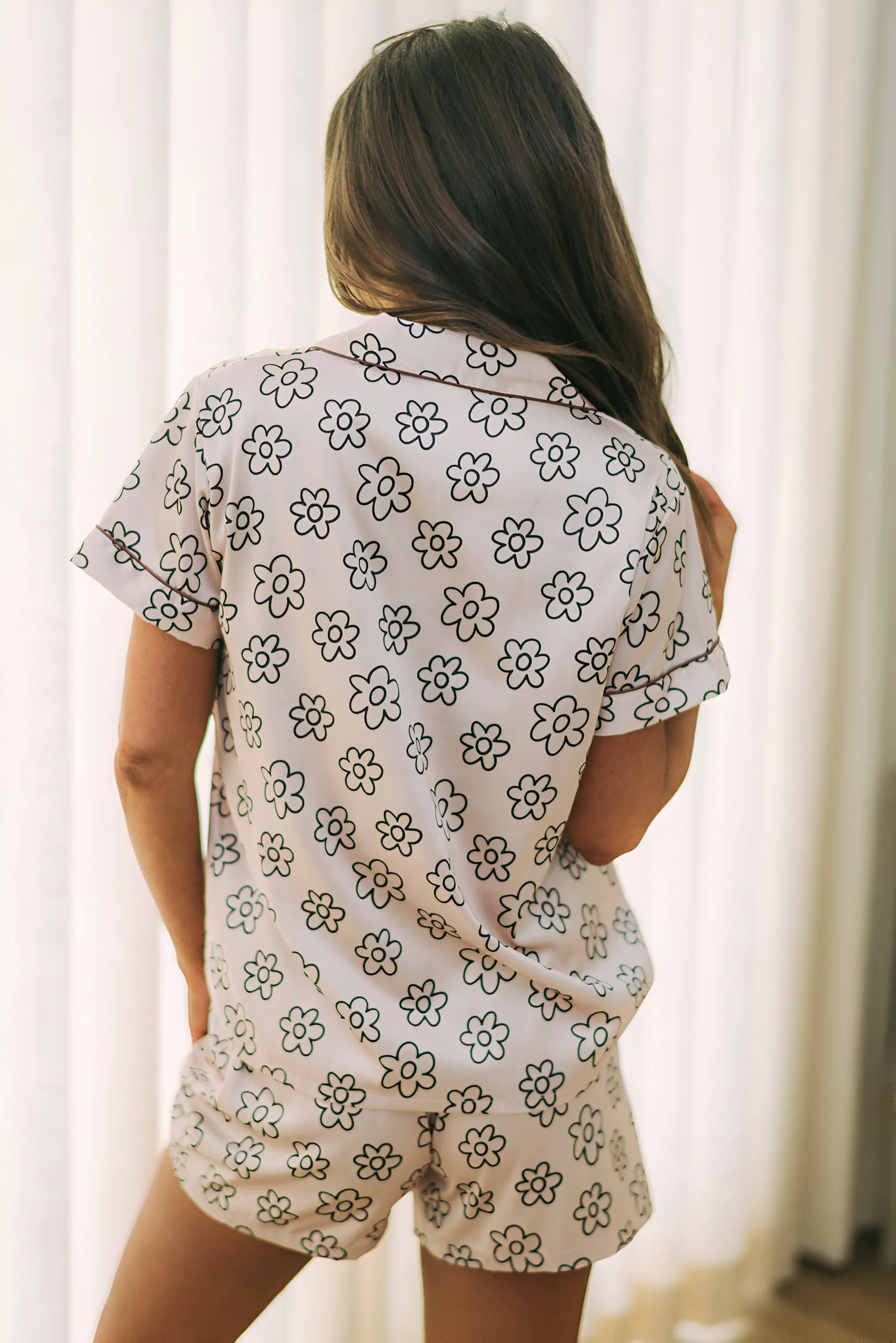 2 Piece Floral Short Sleeve Top and Short Pajama Set