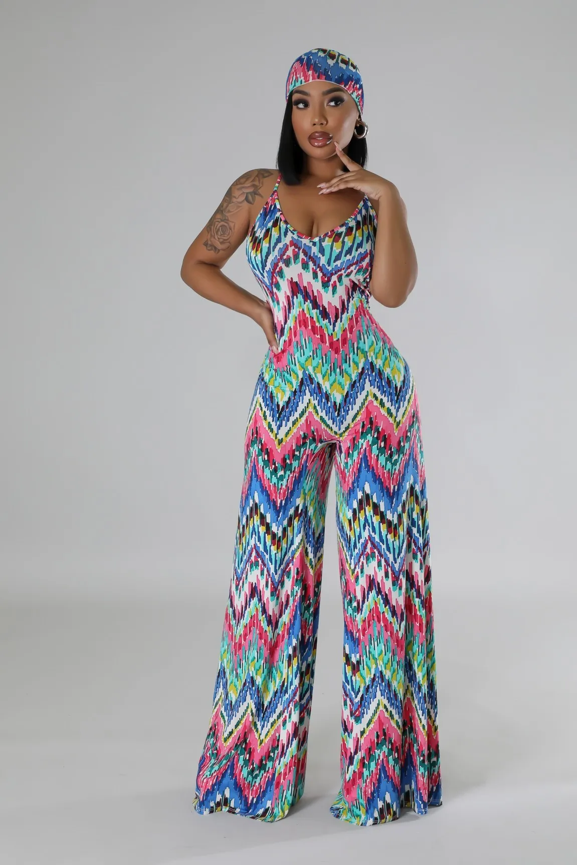 2pc Taking A Trip Jumpsuit Set
