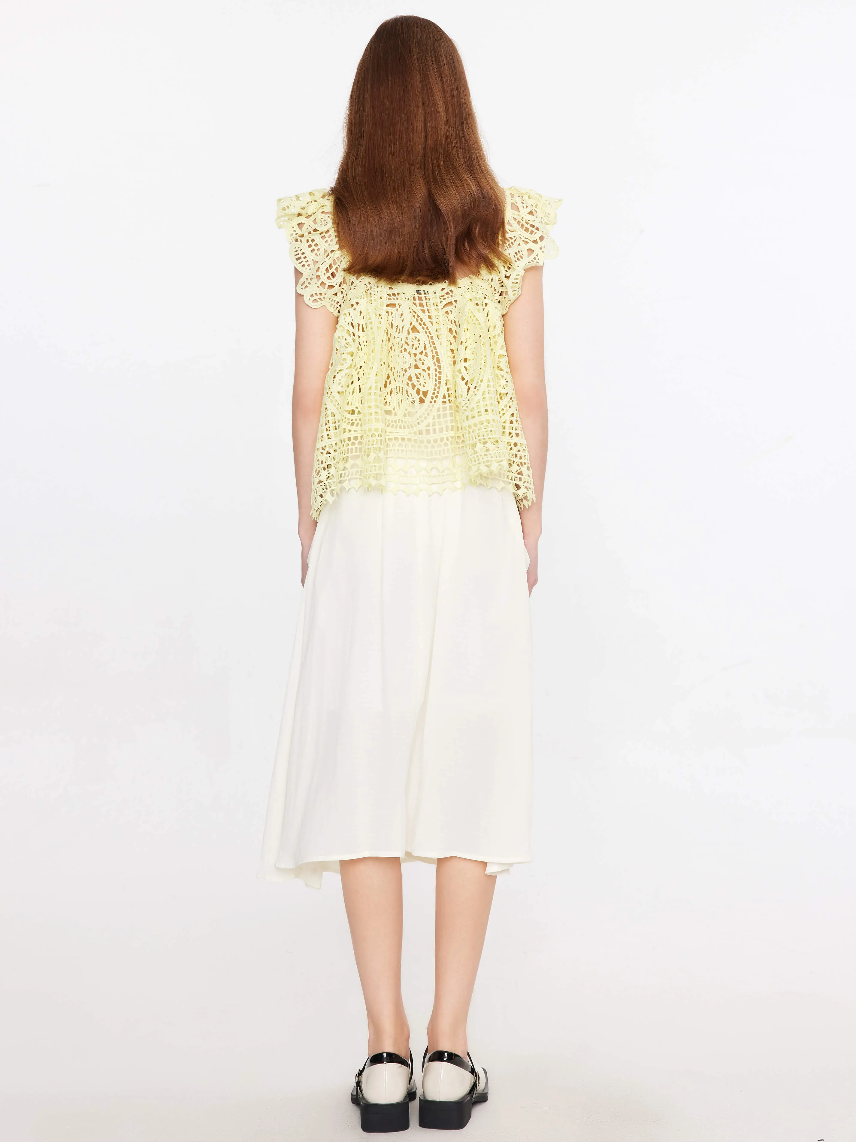 A-line Pleated Midi Skirt