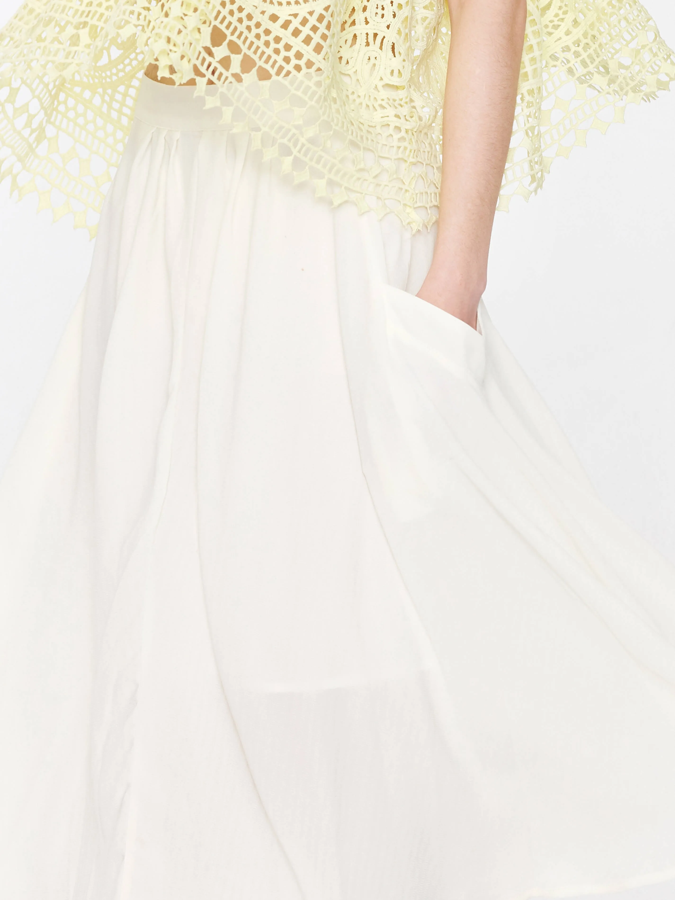 A-line Pleated Midi Skirt