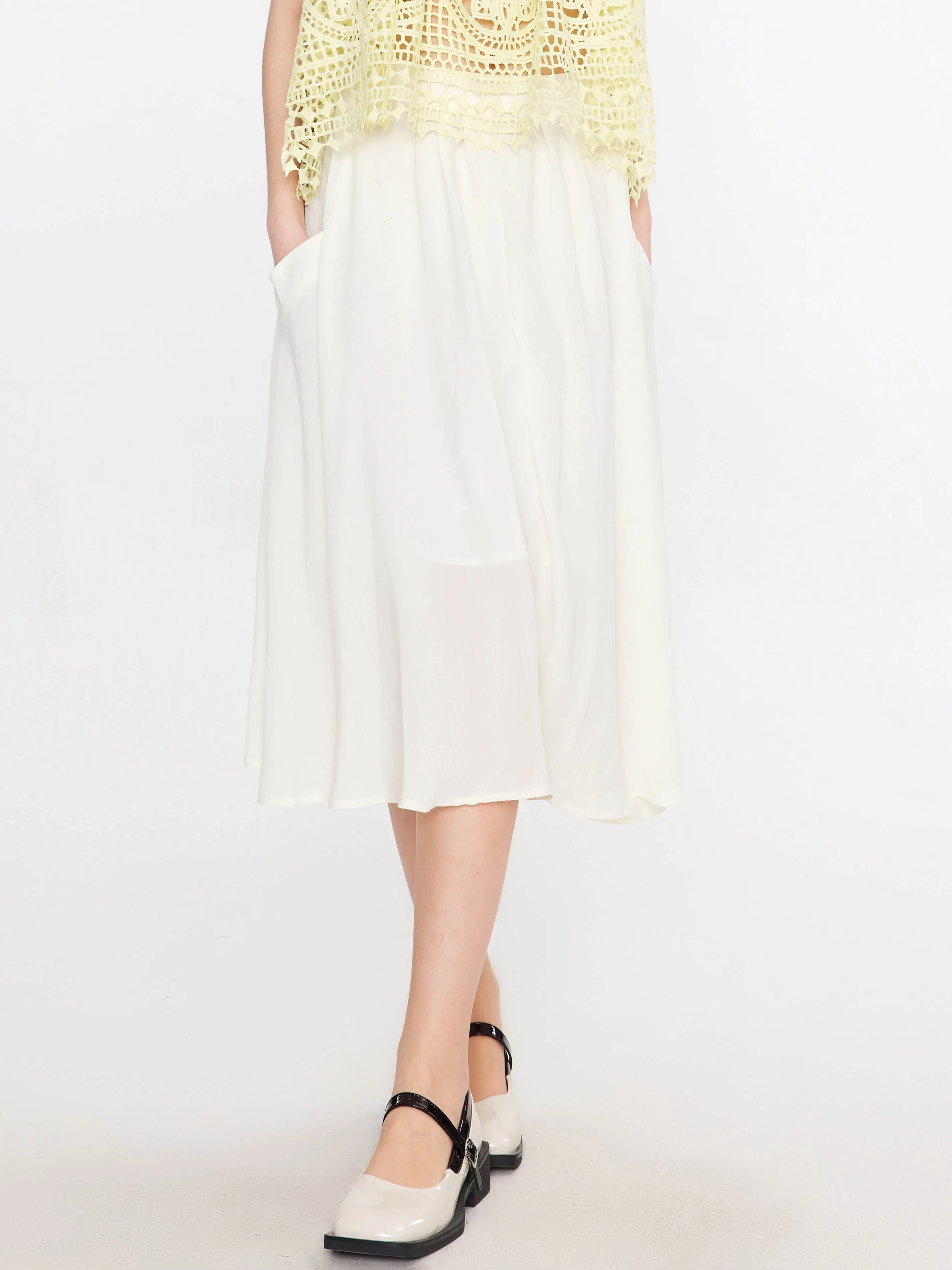 A-line Pleated Midi Skirt