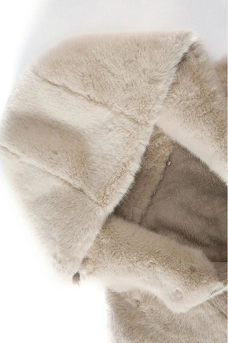 Ageless Oversized Faux Mink Fur Coat With Hood and Balloon Sleeves