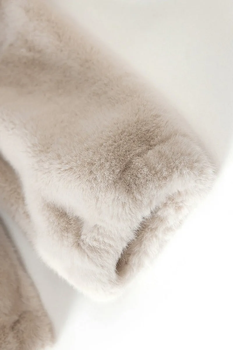 Ageless Oversized Faux Mink Fur Coat With Hood and Balloon Sleeves