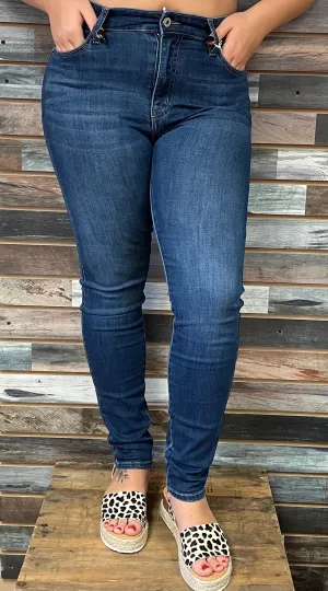 Bennie High Rise Dark Stone Wash Super Skinny