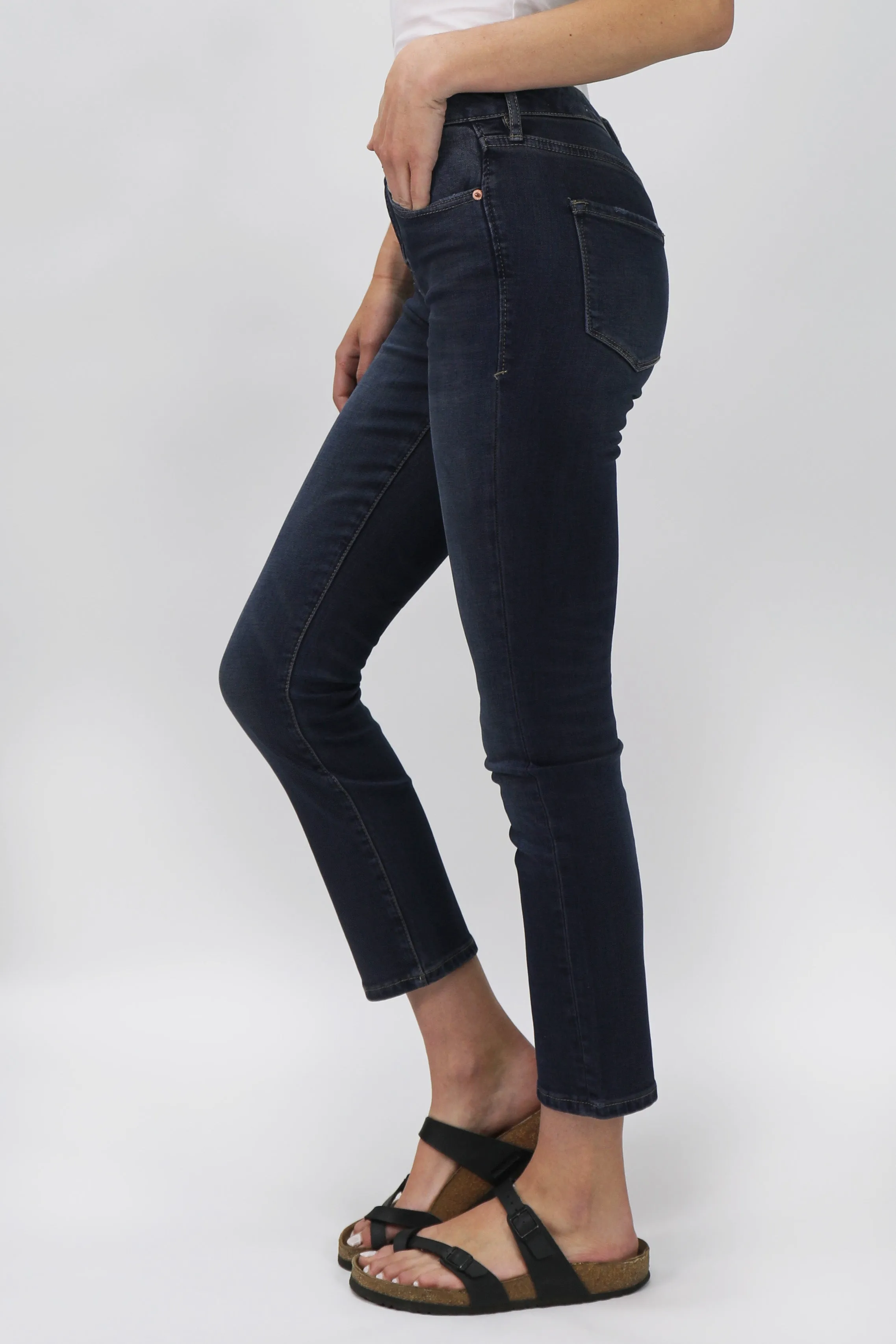 BLAIRE HIGH RISE ANKLE SLIM STRAIGHT JEANS MUNICH