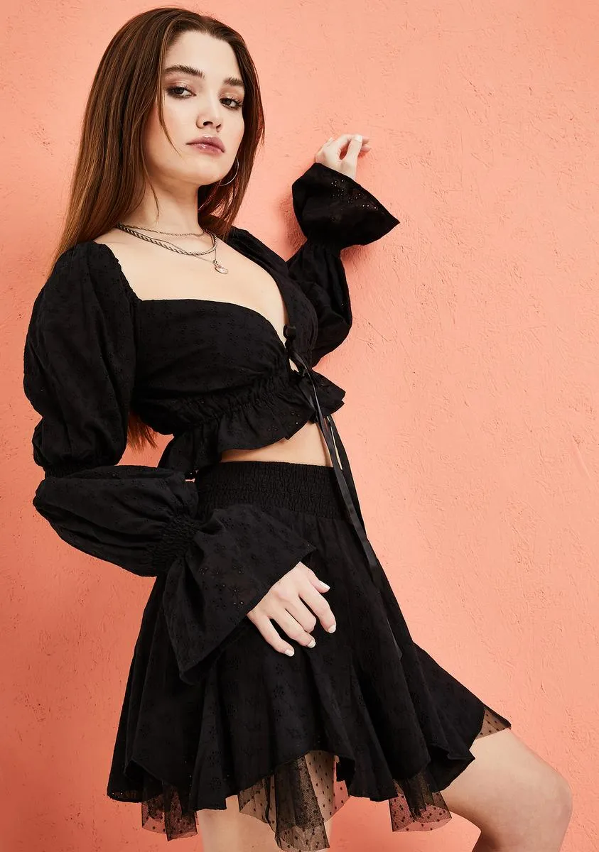 Boogie Down Eyelet Lace Crop Top