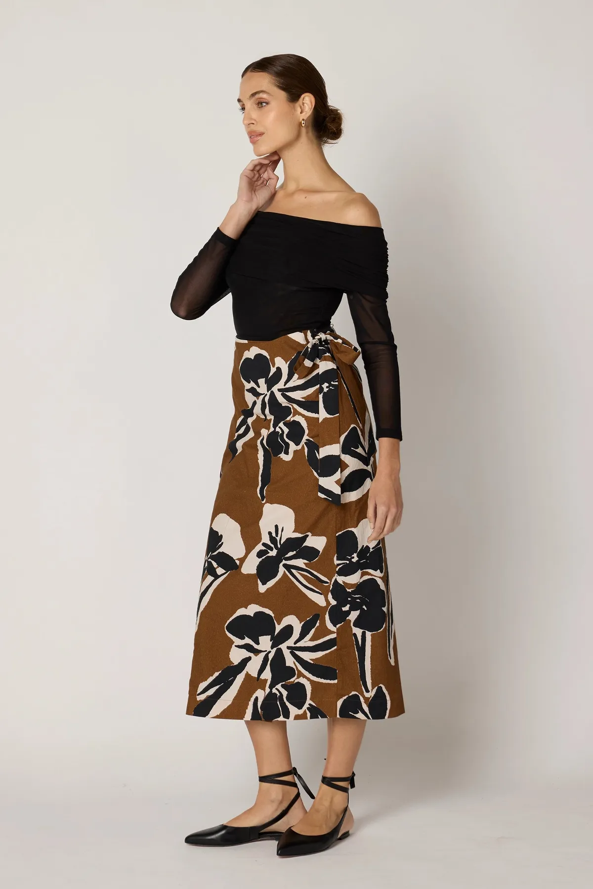 Camilla Midi Skirt in Smoked Clover