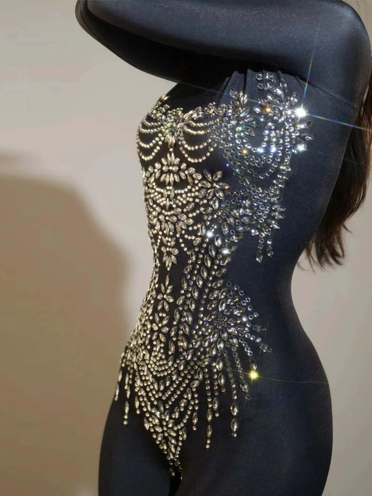 Chesten Long Sleeve Rhinestone Embellished Jumpsuit