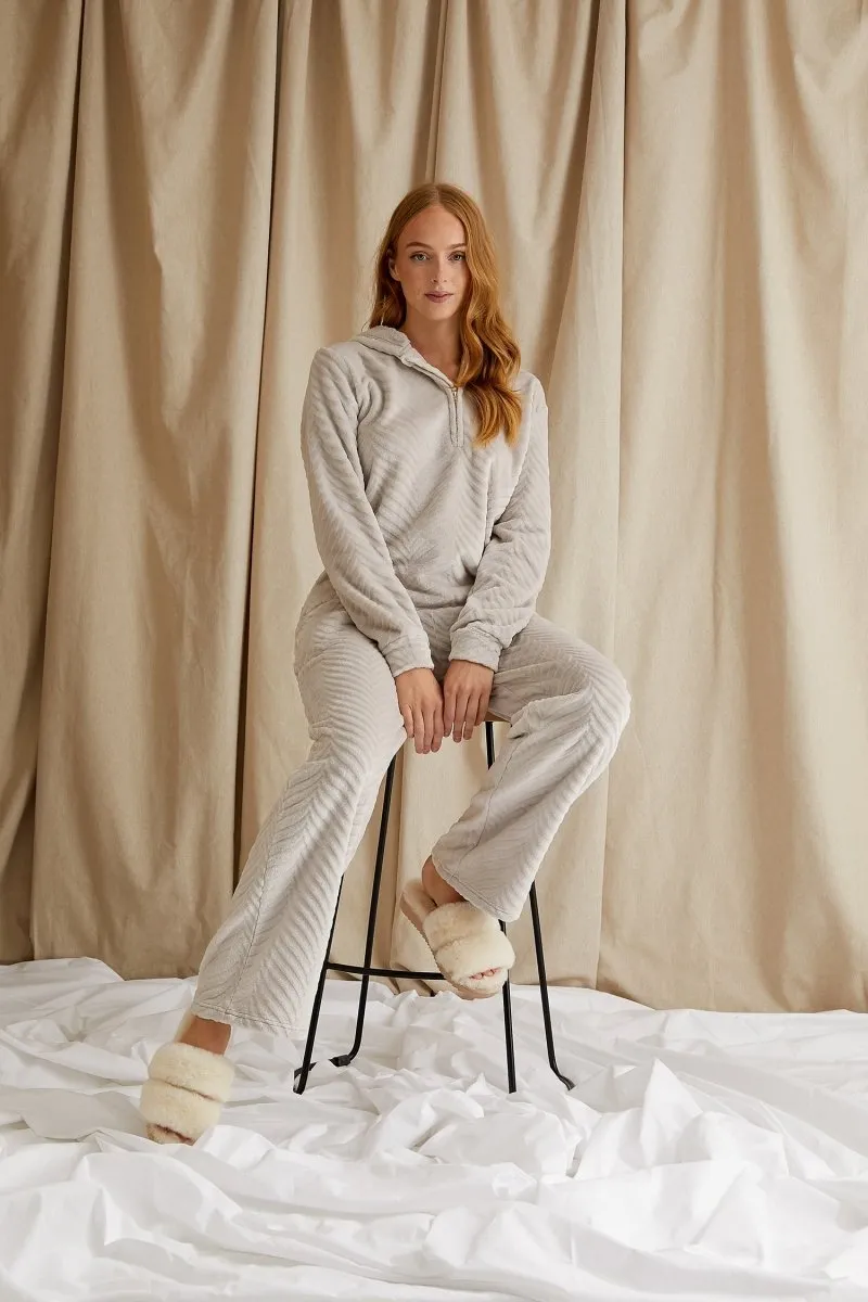 Cosy Chevron Lounge Suit in Almond