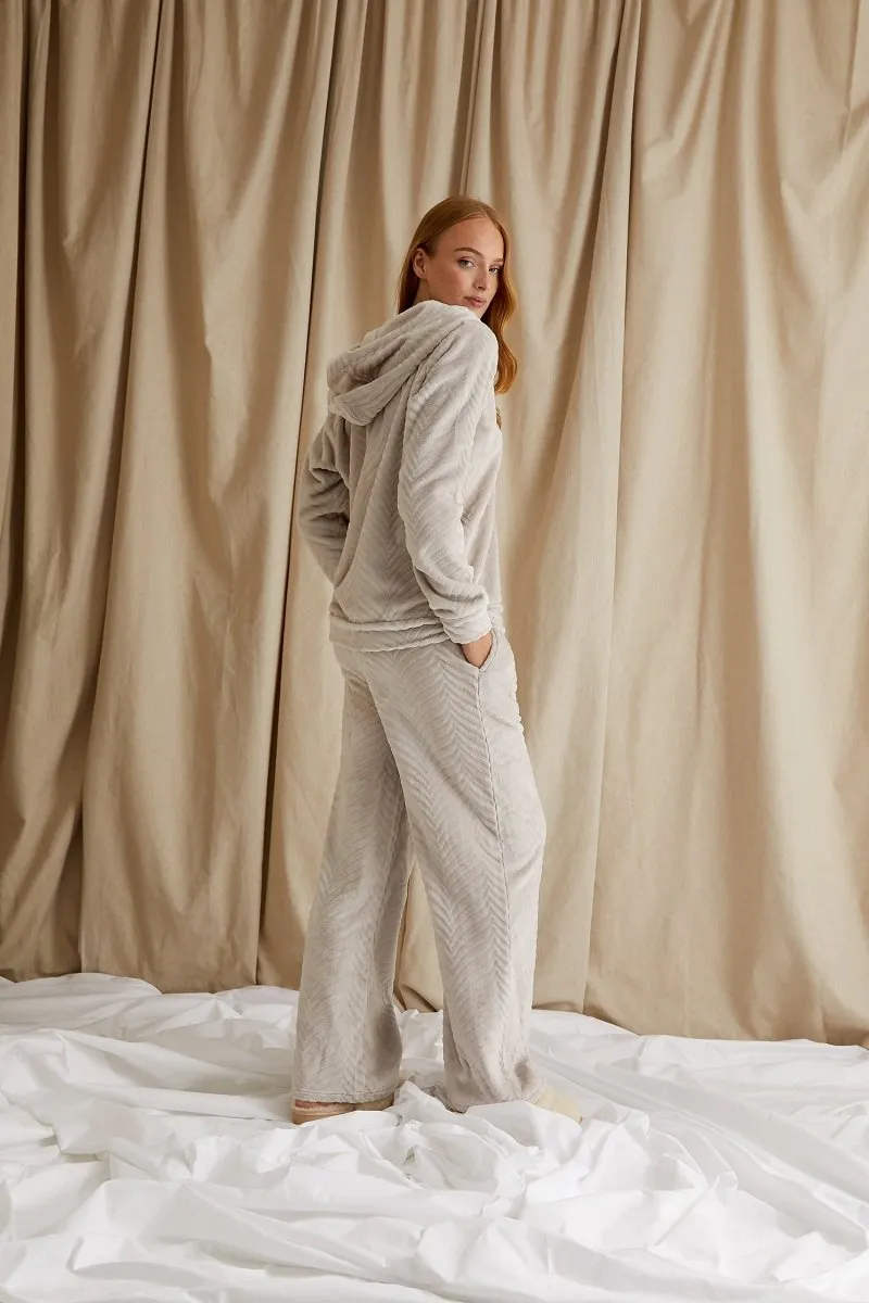 Cosy Chevron Lounge Suit in Almond