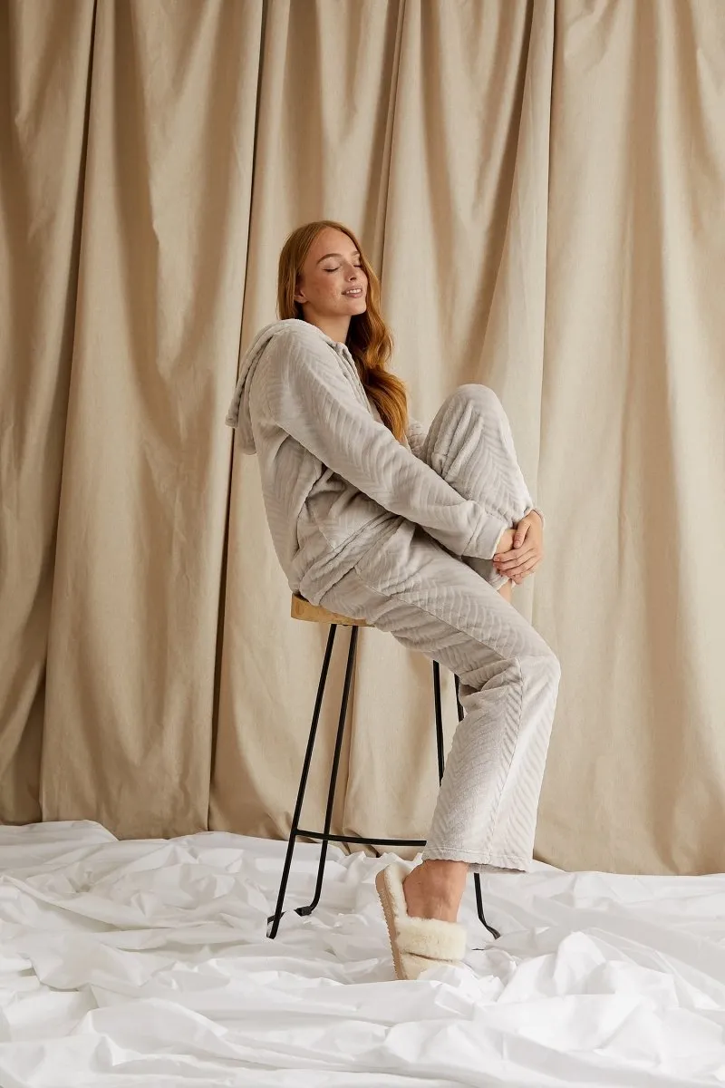 Cosy Chevron Lounge Suit in Almond