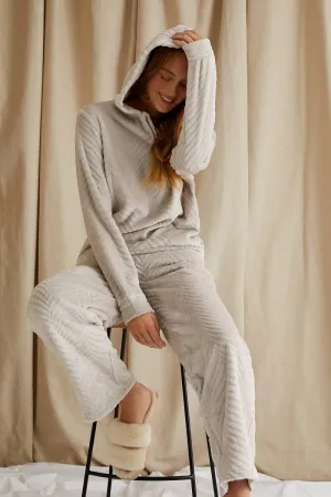 Cosy Chevron Lounge Suit in Almond