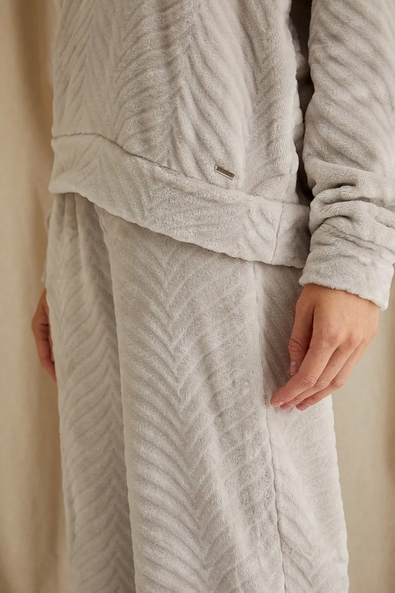 Cosy Chevron Lounge Suit in Almond