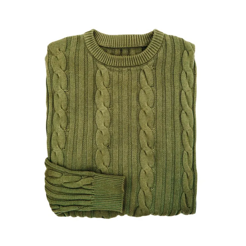 Custom Wool Blend Crew Neck Pullover Men’s Knitted Sweater