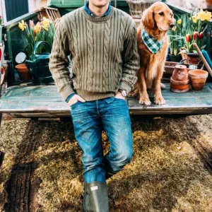 Custom Wool Blend Crew Neck Pullover Men’s Knitted Sweater