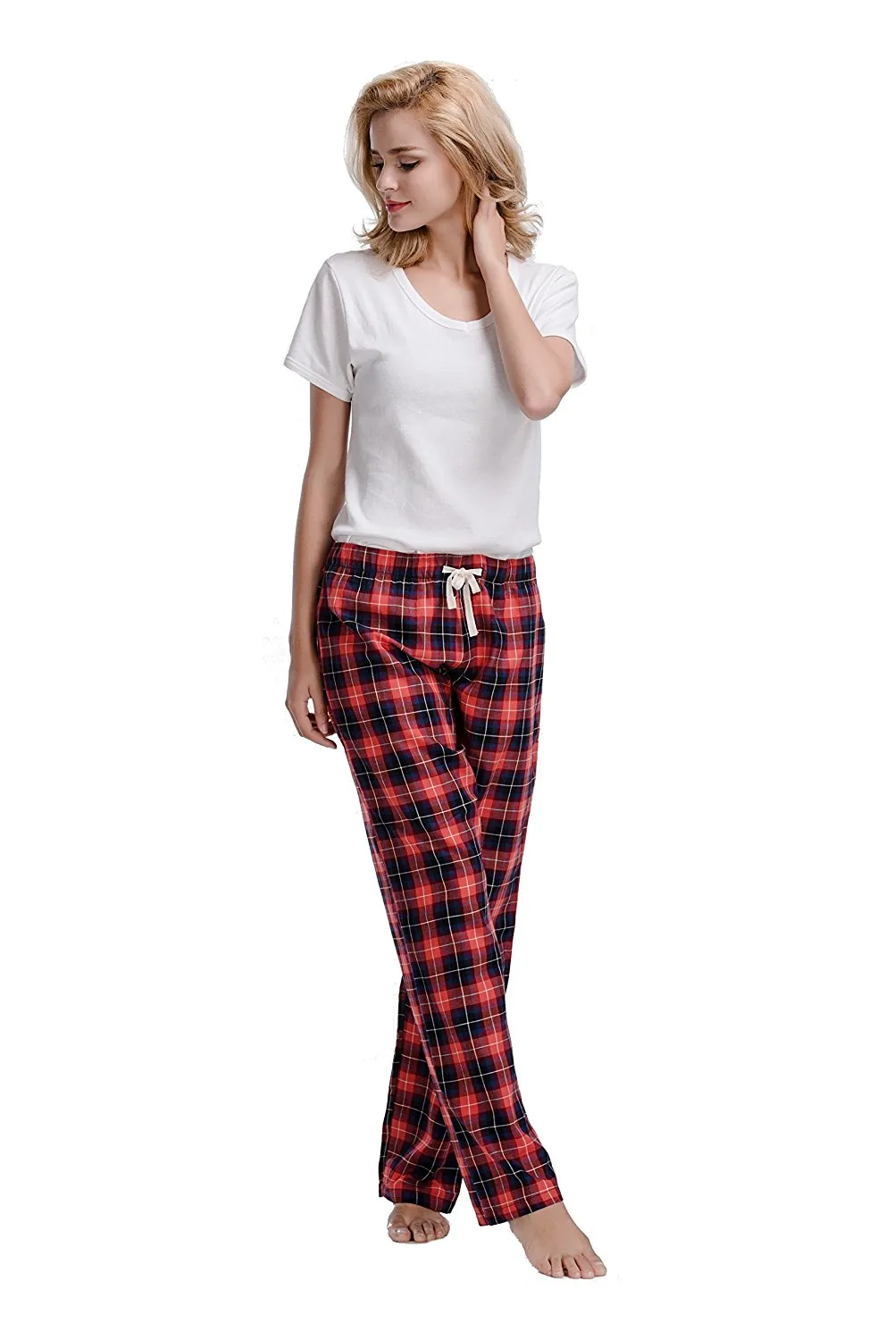 CYZ Women's 100% Cotton Super Soft Flannel Plaid Pajama/Louge Pants
