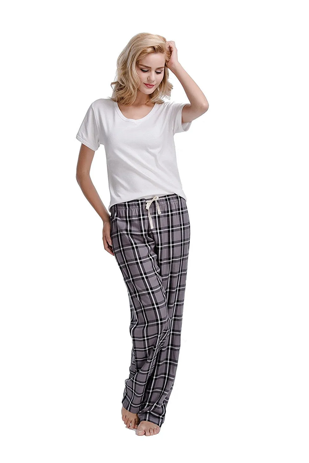 CYZ Women's 100% Cotton Super Soft Flannel Plaid Pajama/Louge Pants