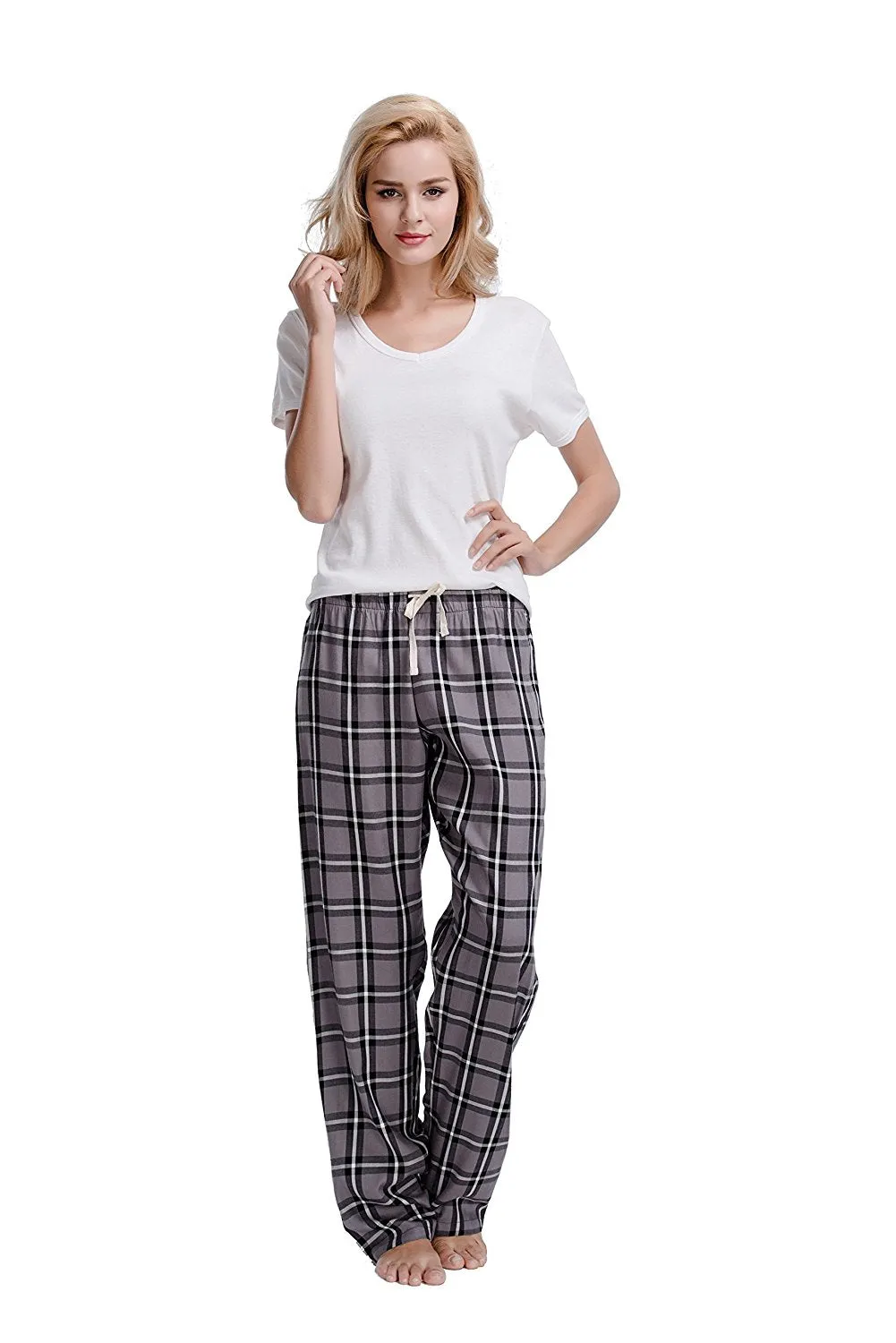 CYZ Women's 100% Cotton Super Soft Flannel Plaid Pajama/Louge Pants