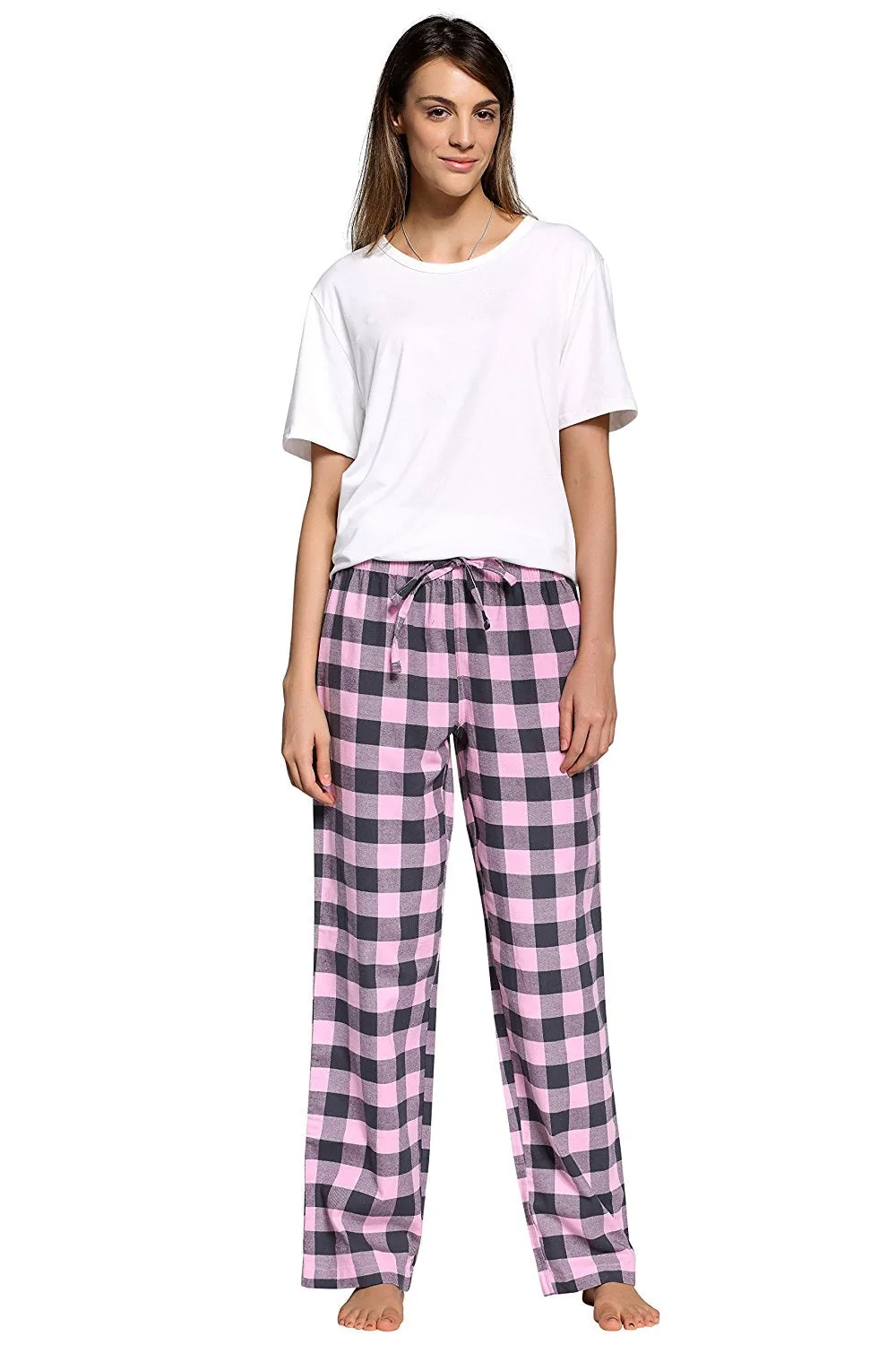 CYZ Women's 100% Cotton Super Soft Flannel Plaid Pajama/Louge Pants