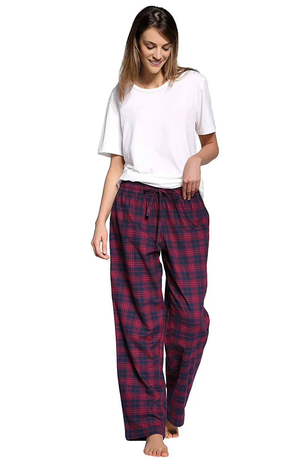 CYZ Women's 100% Cotton Super Soft Flannel Plaid Pajama/Louge Pants
