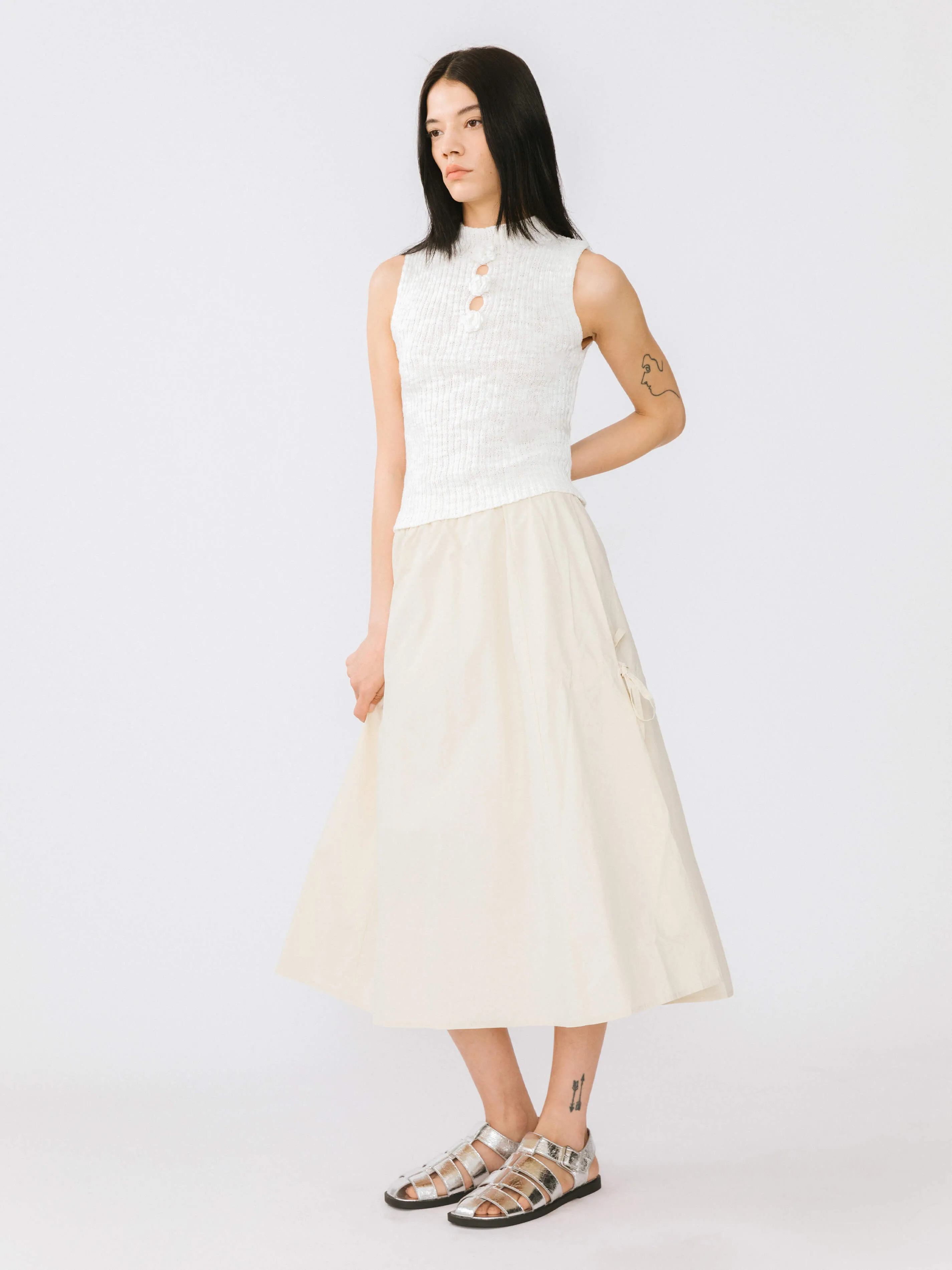 Drawstring Pocket Cotton Skirt