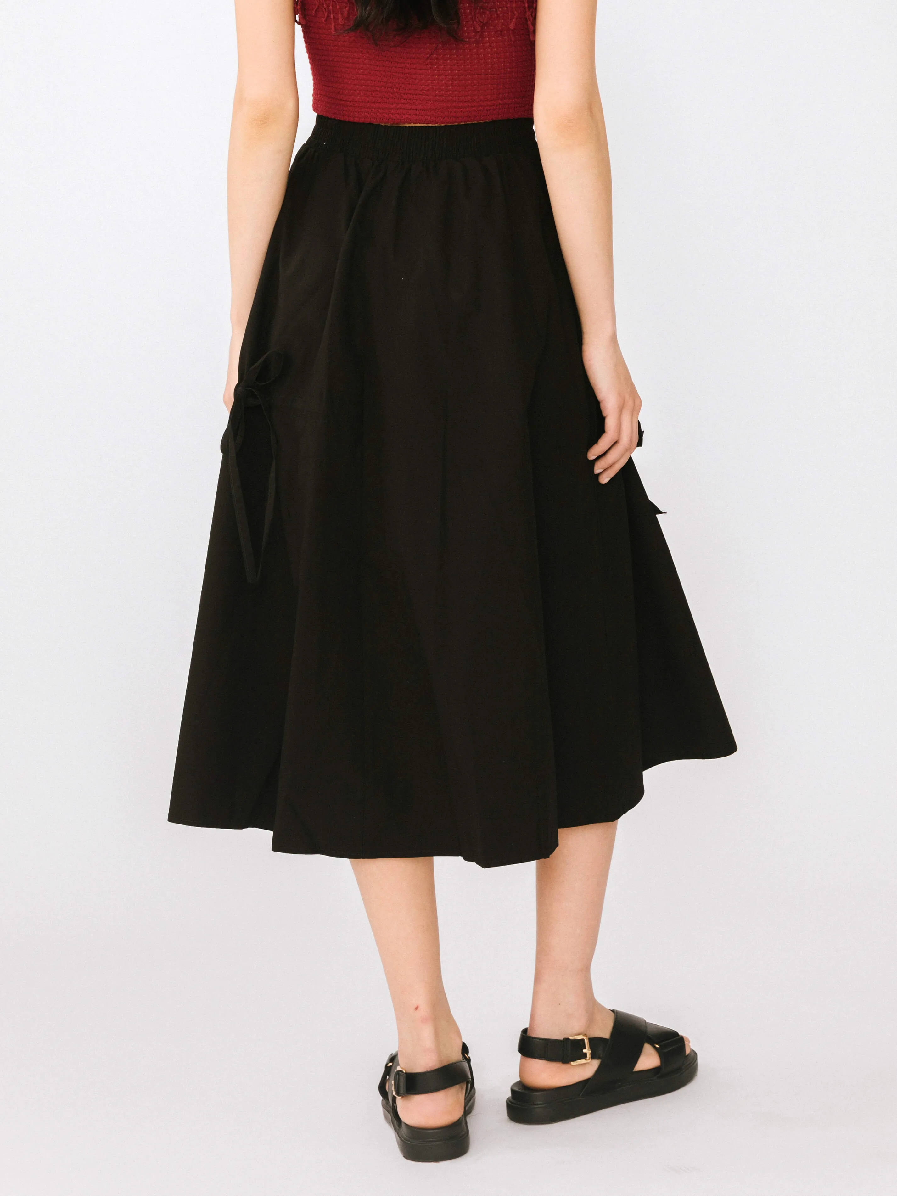 Drawstring Pocket Cotton Skirt