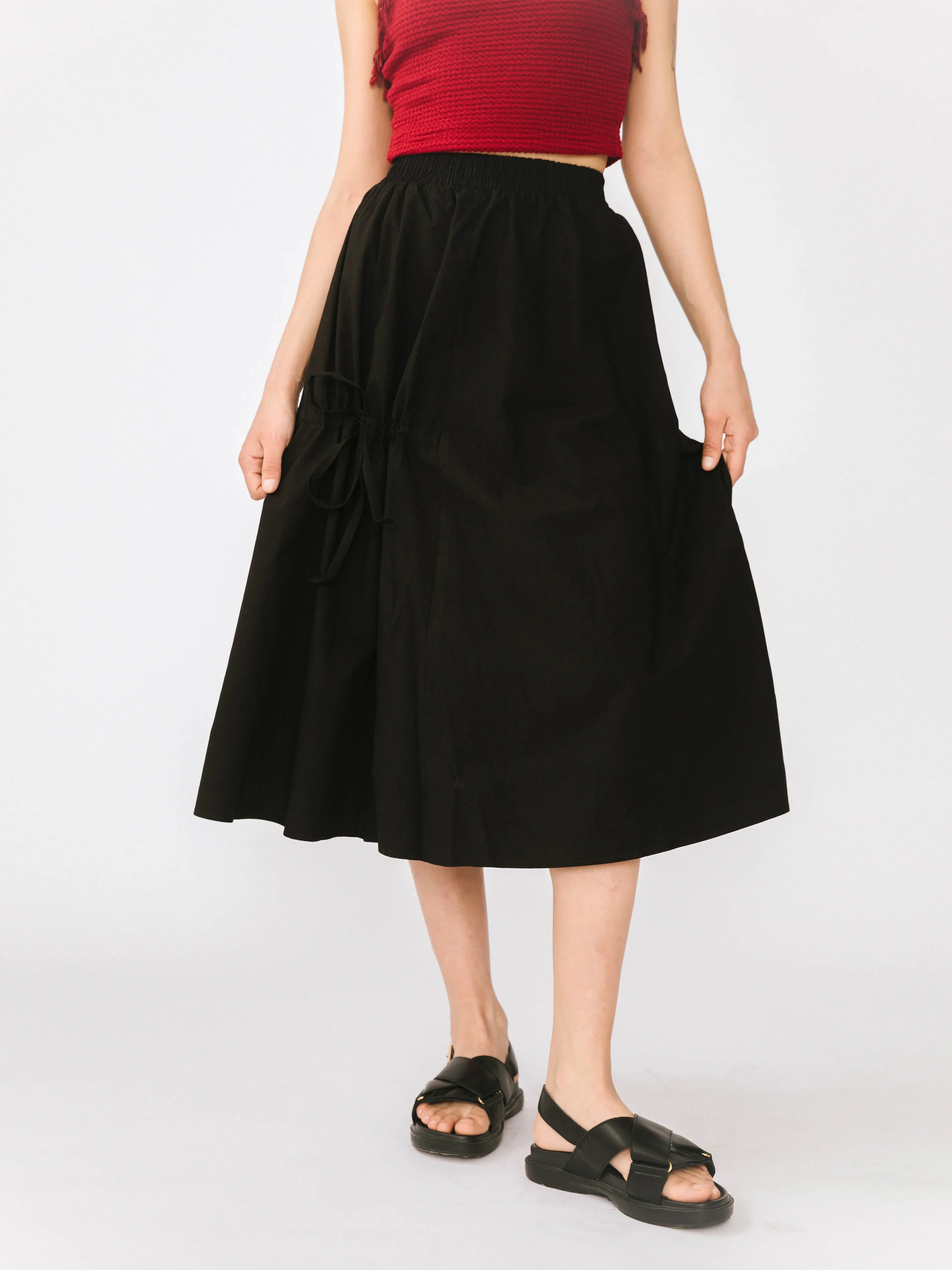 Drawstring Pocket Cotton Skirt