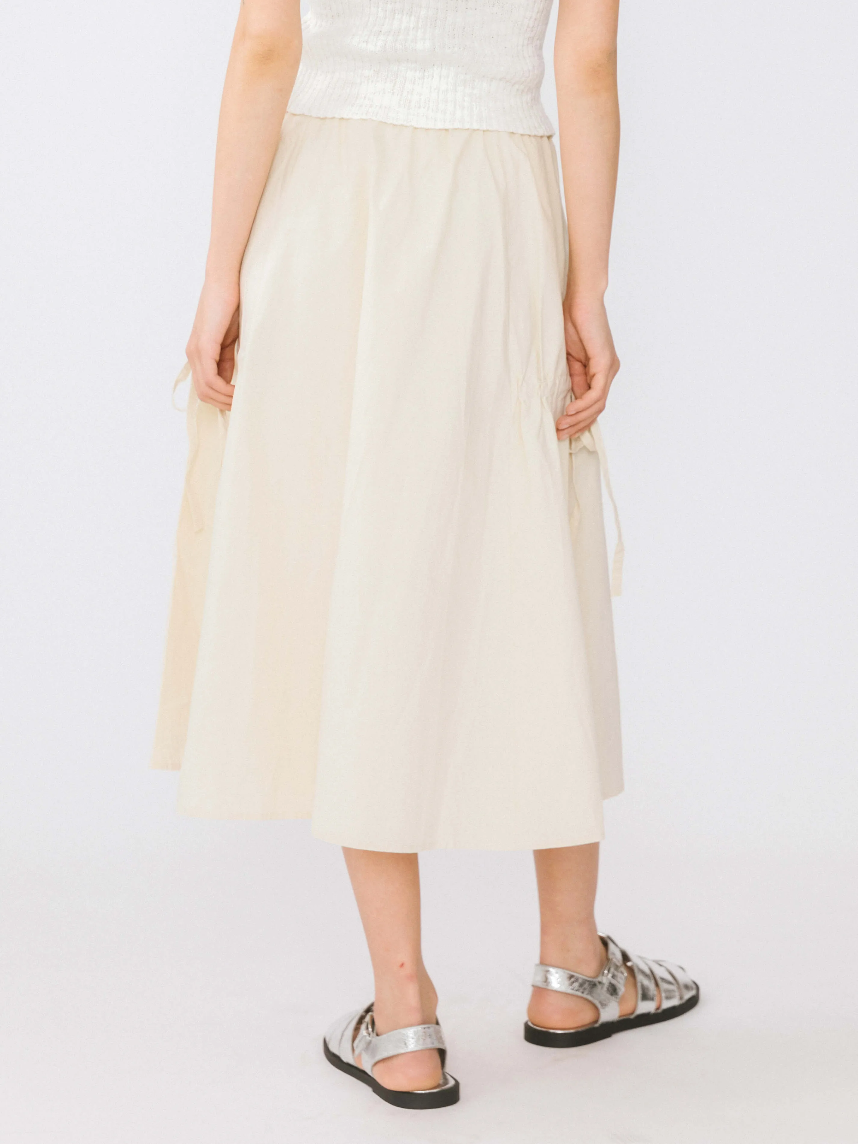 Drawstring Pocket Cotton Skirt