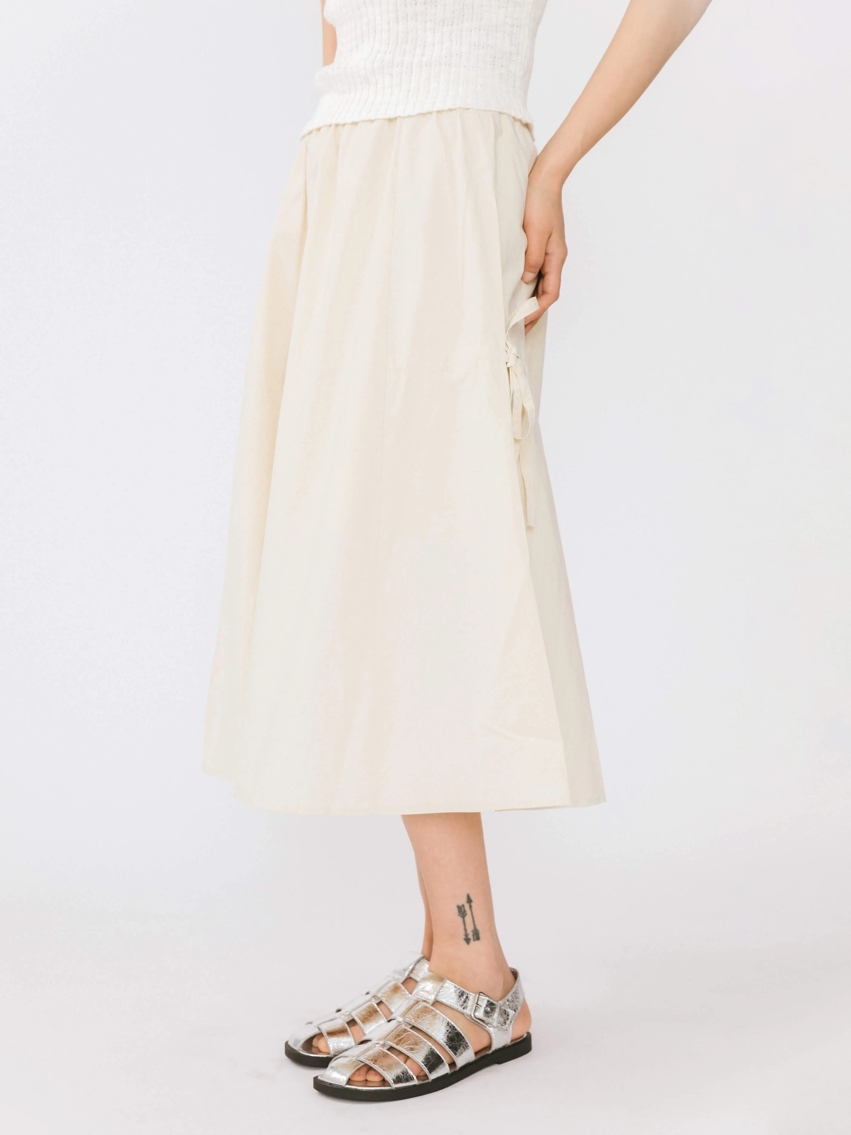 Drawstring Pocket Cotton Skirt