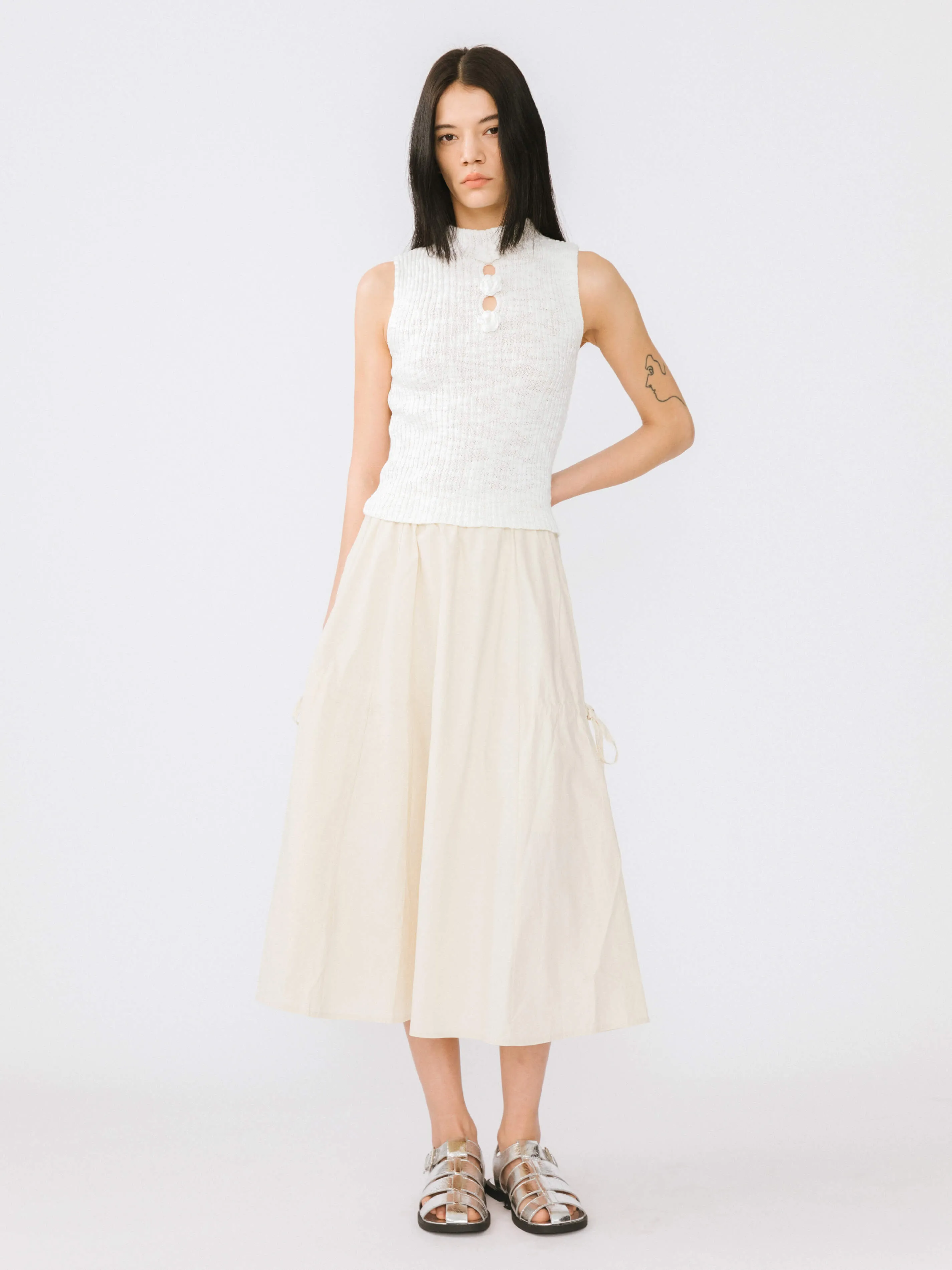 Drawstring Pocket Cotton Skirt