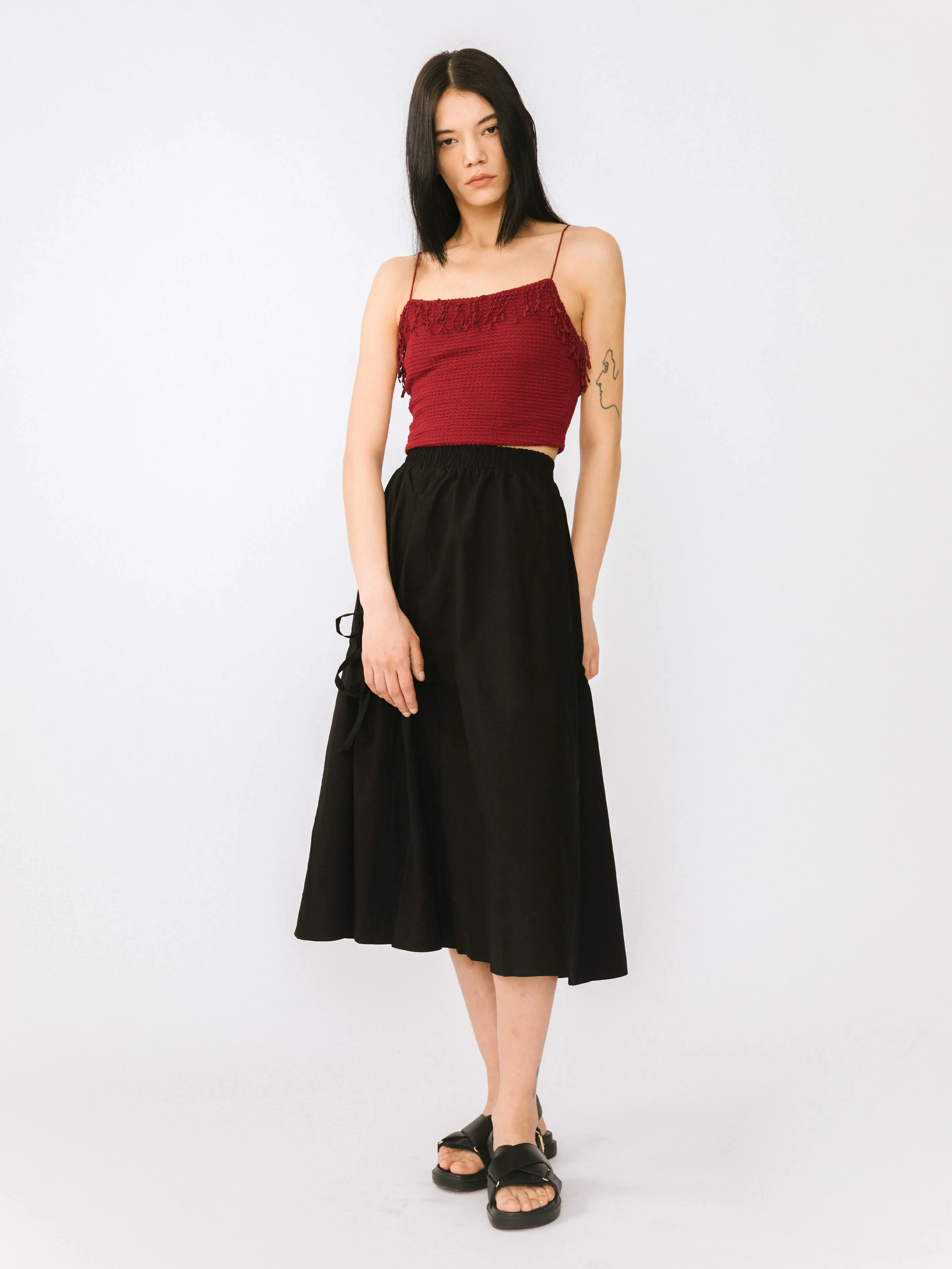 Drawstring Pocket Cotton Skirt