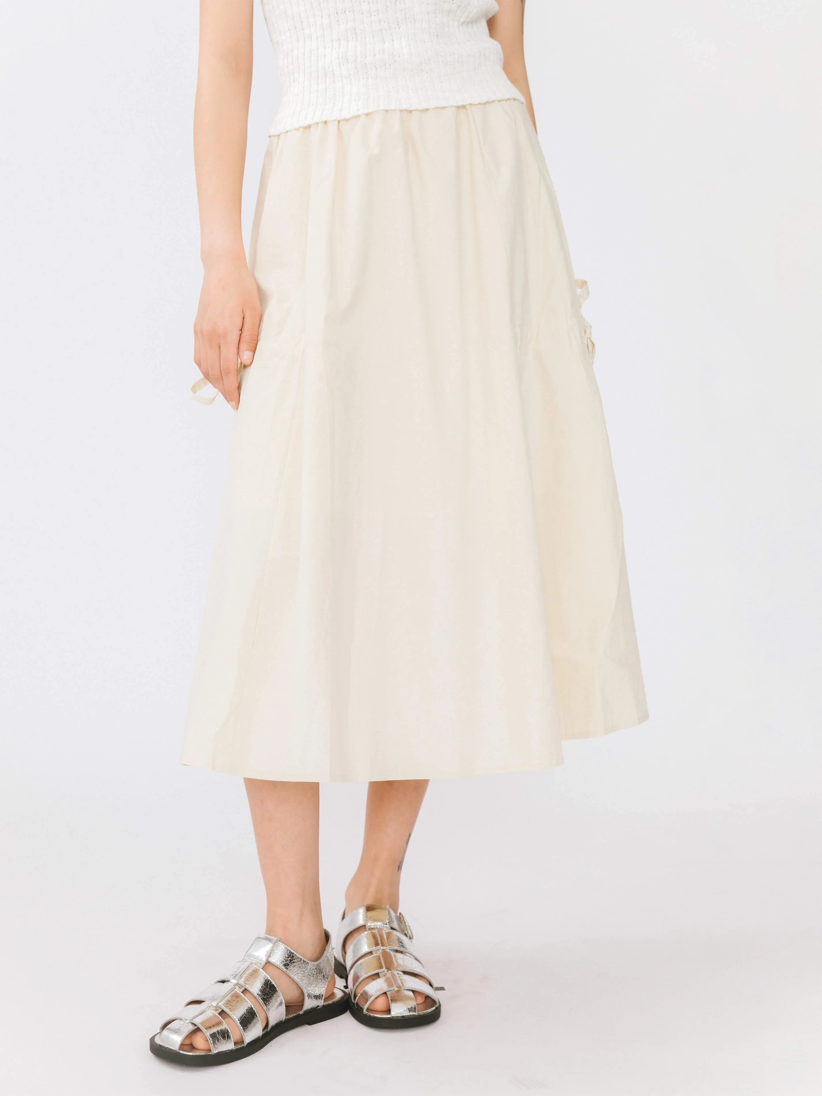 Drawstring Pocket Cotton Skirt
