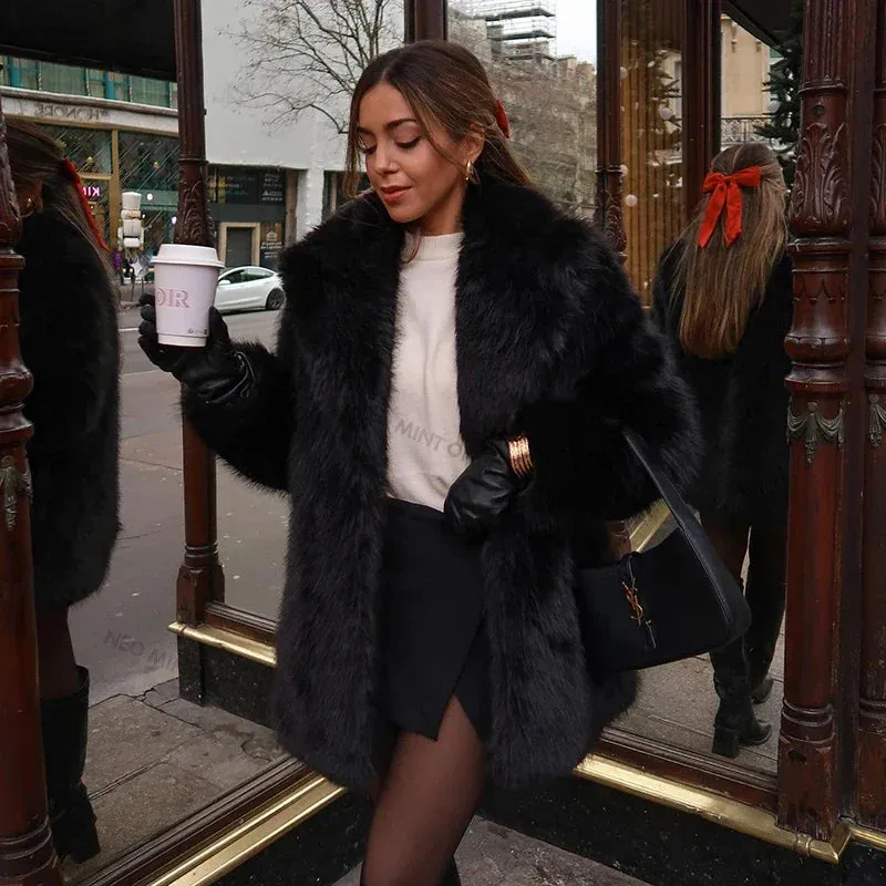 Elegant Sophie Designer Faux Fur Coat