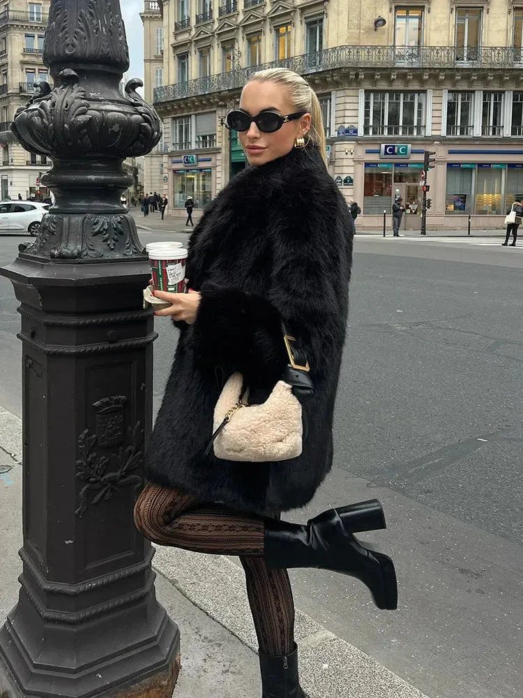 Elegant Sophie Designer Faux Fur Coat