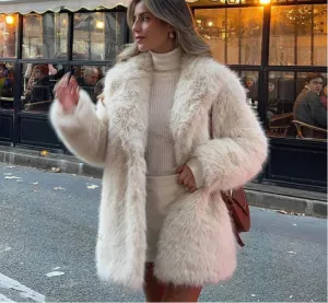 Elegant Sophie Designer Faux Fur Coat