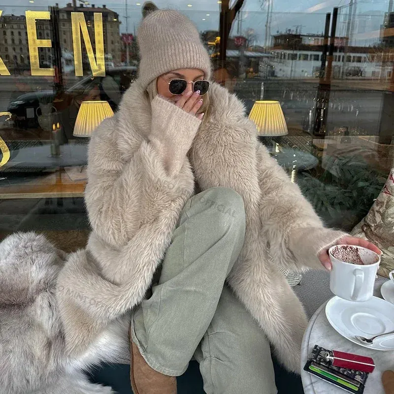 Elegant Sophie Designer Faux Fur Coat