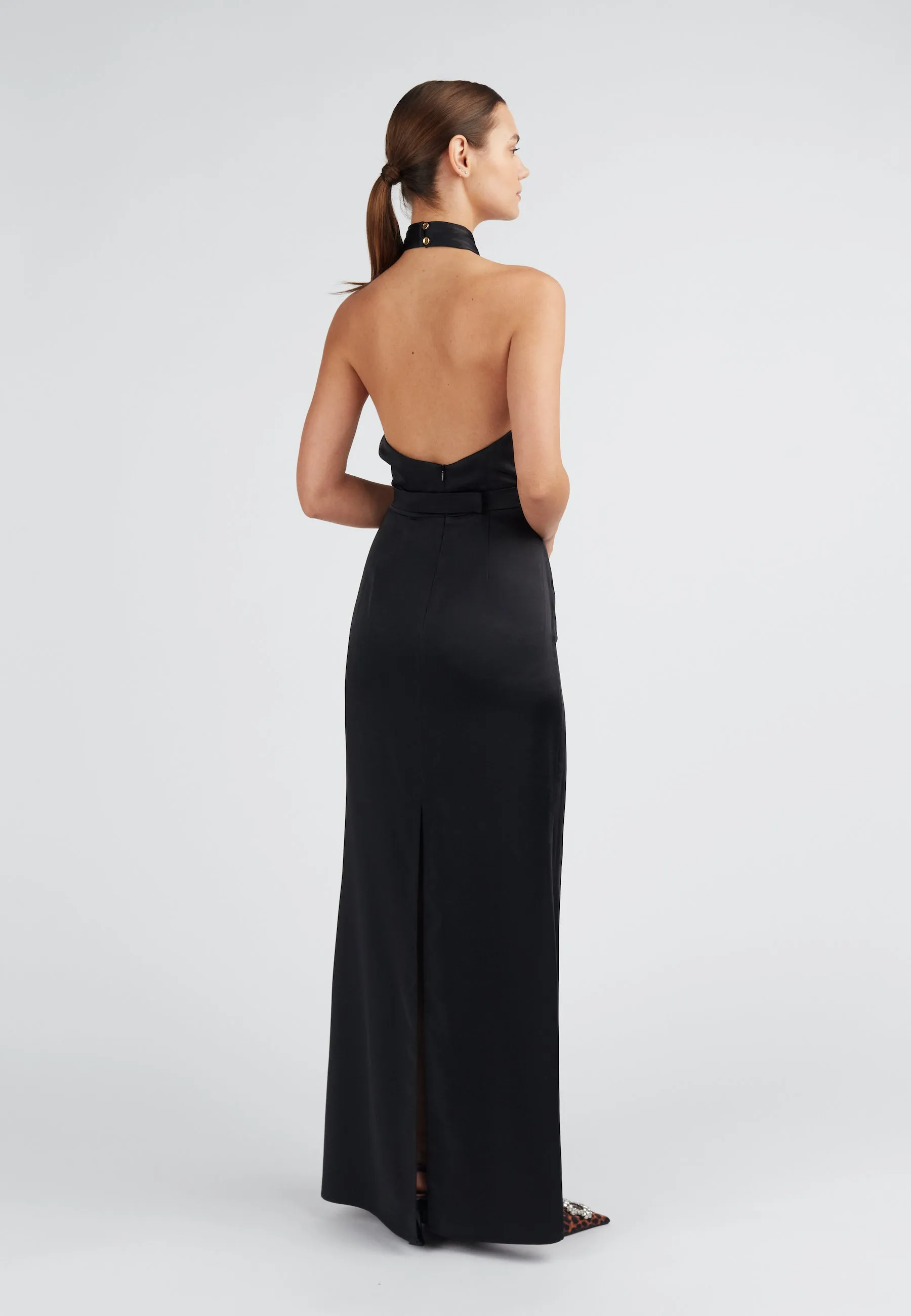 ELONA black maxi evening gown