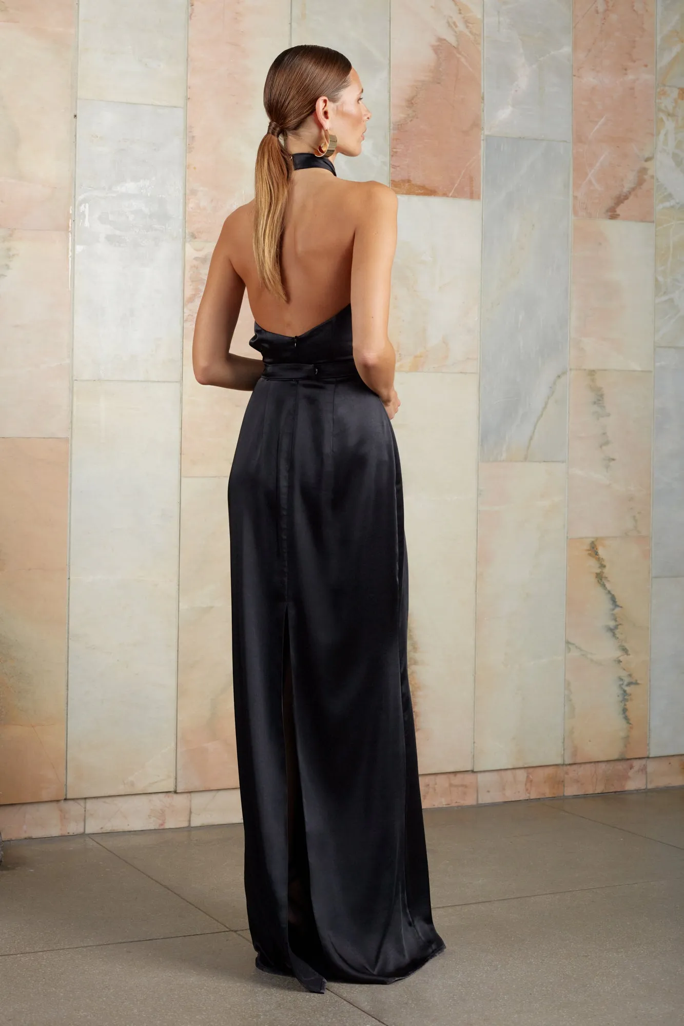 ELONA black maxi evening gown