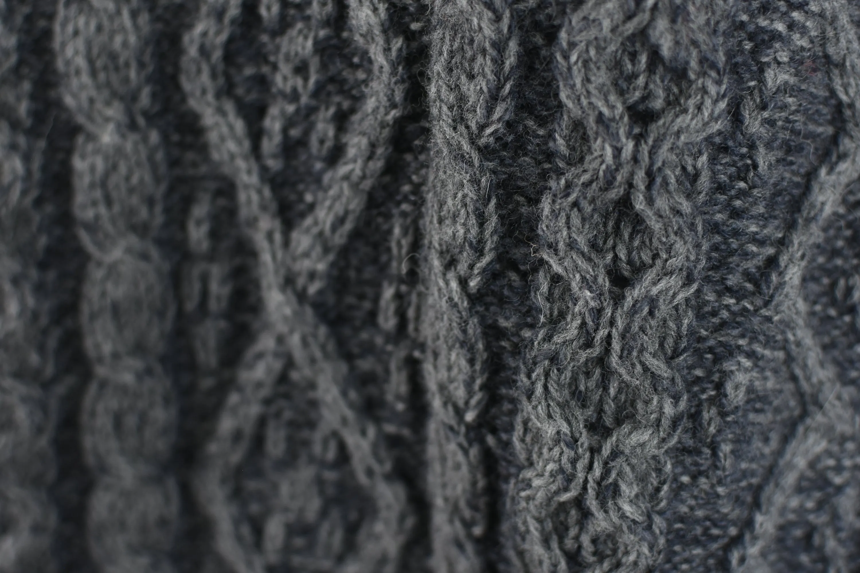 Gray Merino Wool Fisherman Knit Sweater Unisex Small