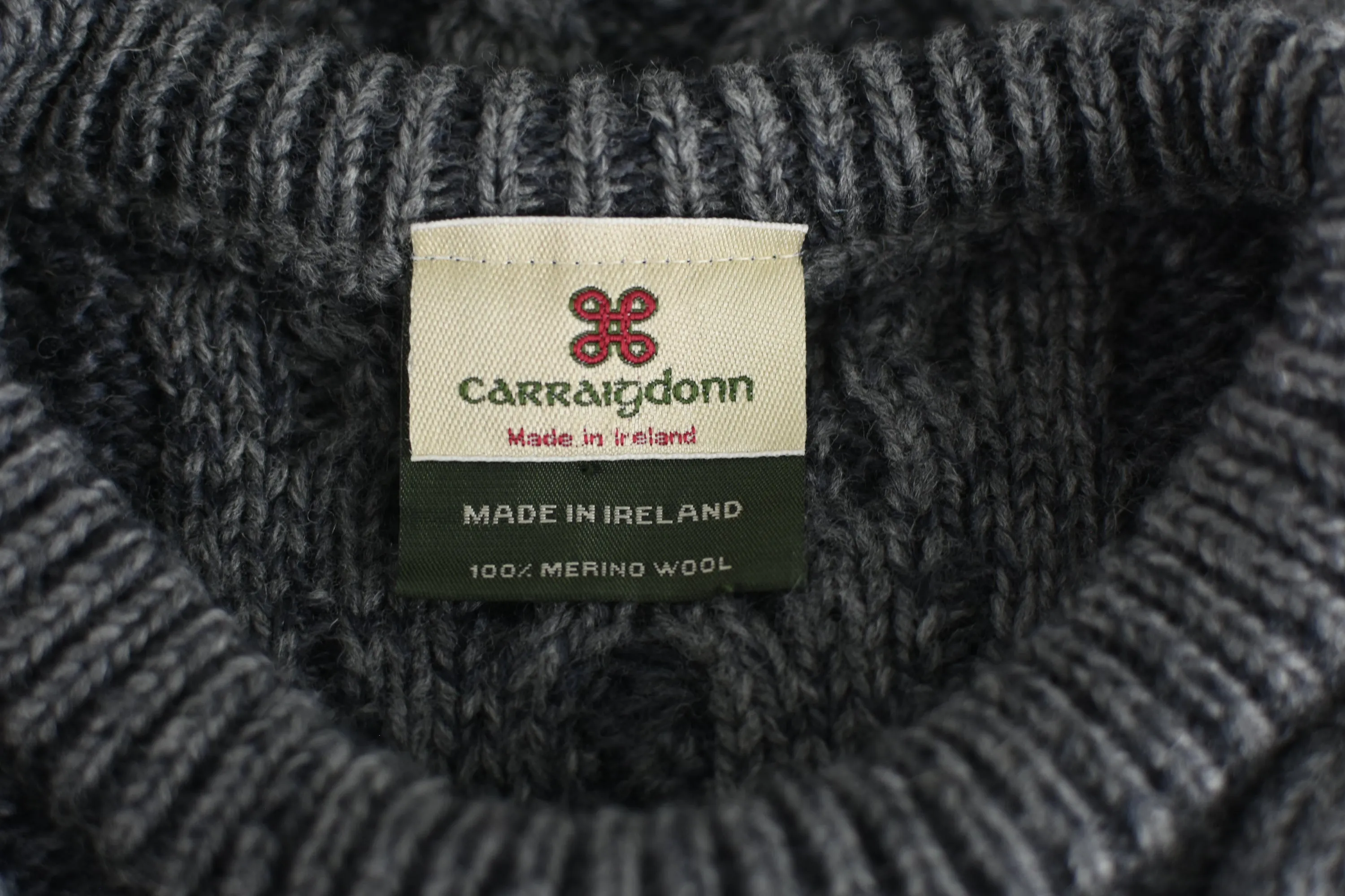 Gray Merino Wool Fisherman Knit Sweater Unisex Small