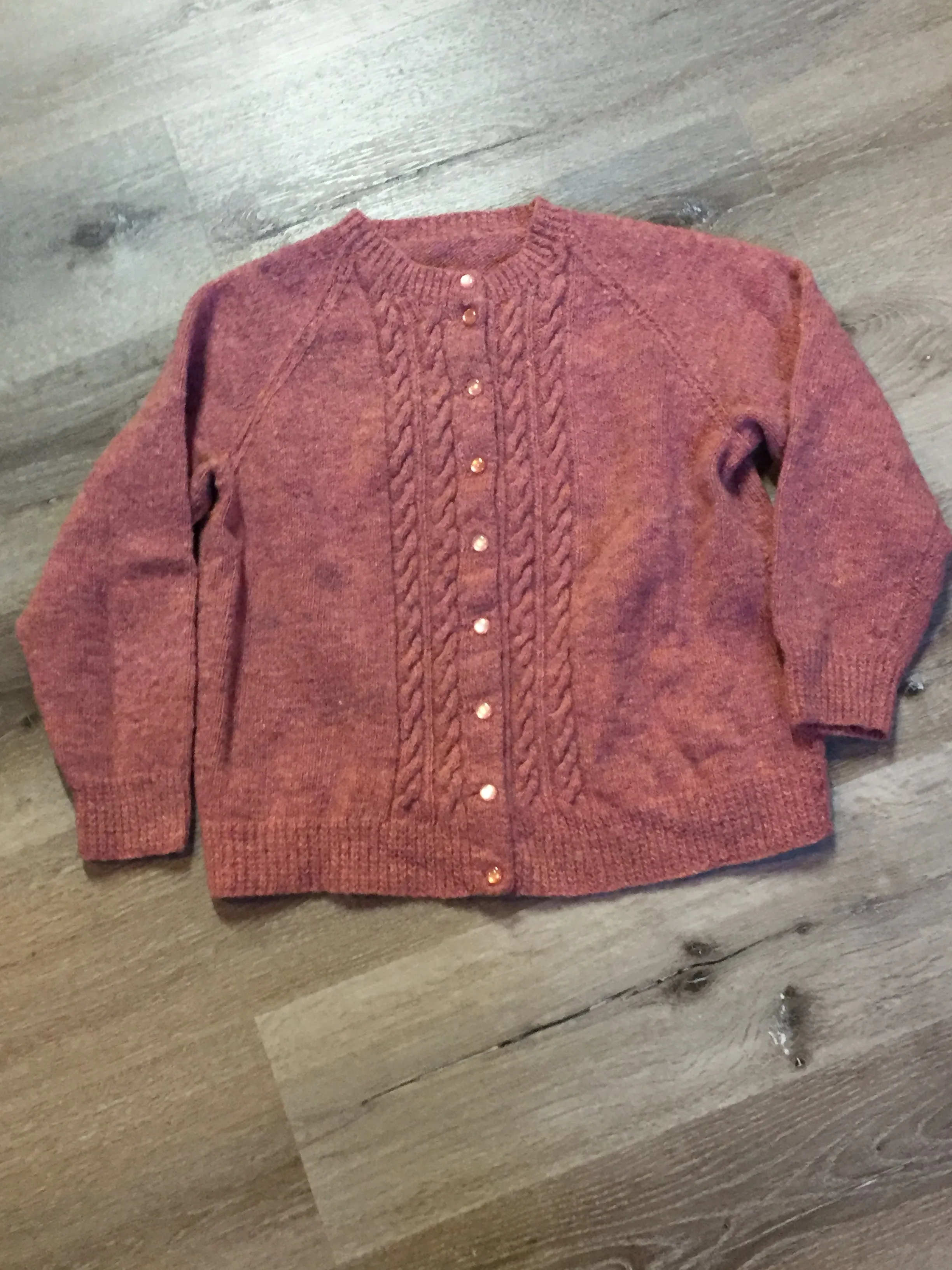 Hand Knit Pink Wool Cardigan, SOLD