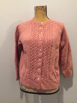 Hand Knit Pink Wool Cardigan, SOLD