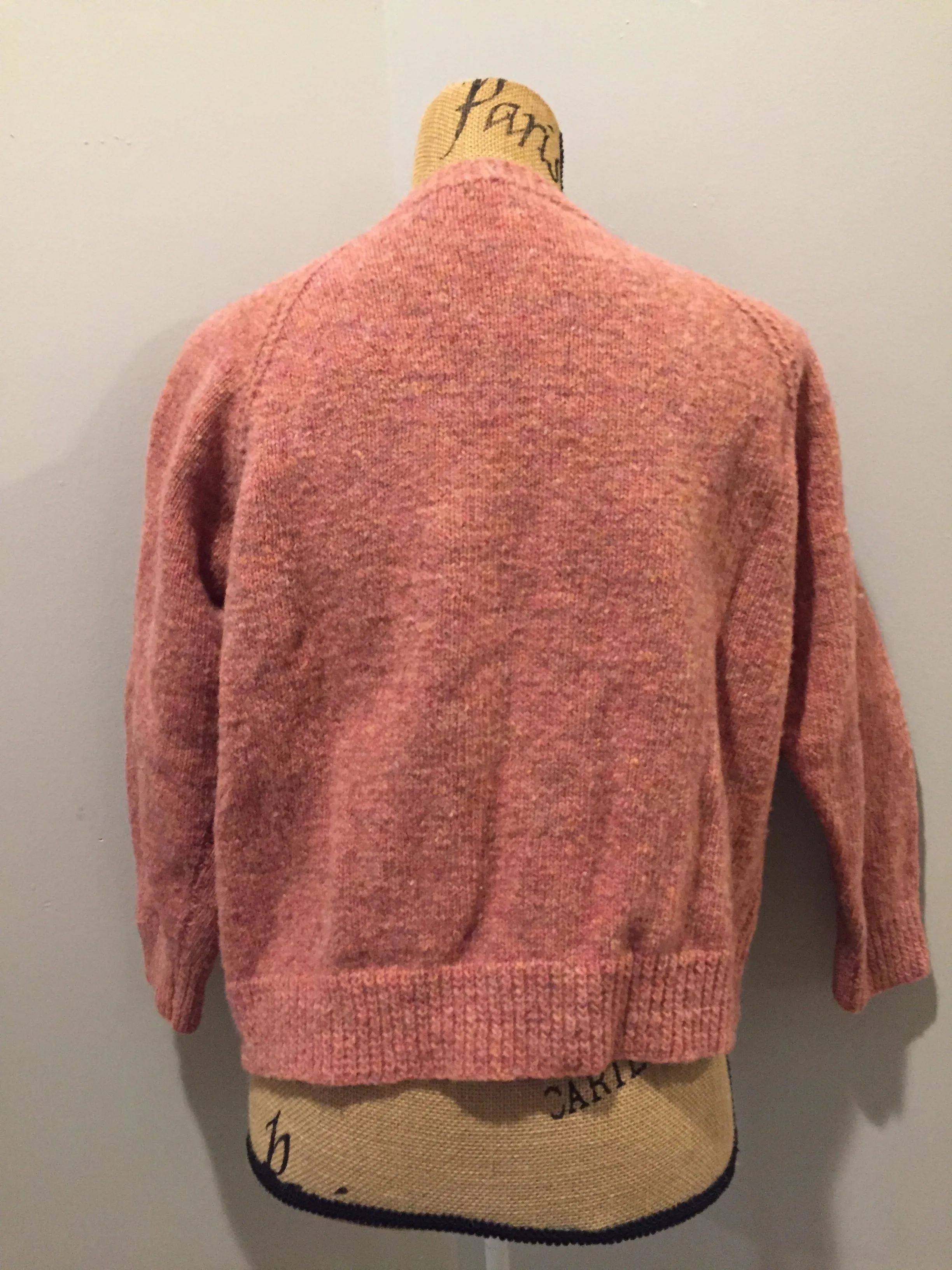 Hand Knit Pink Wool Cardigan, SOLD