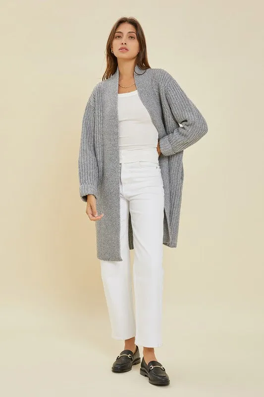 H.Grey Chunky Cable Knit Cardigan