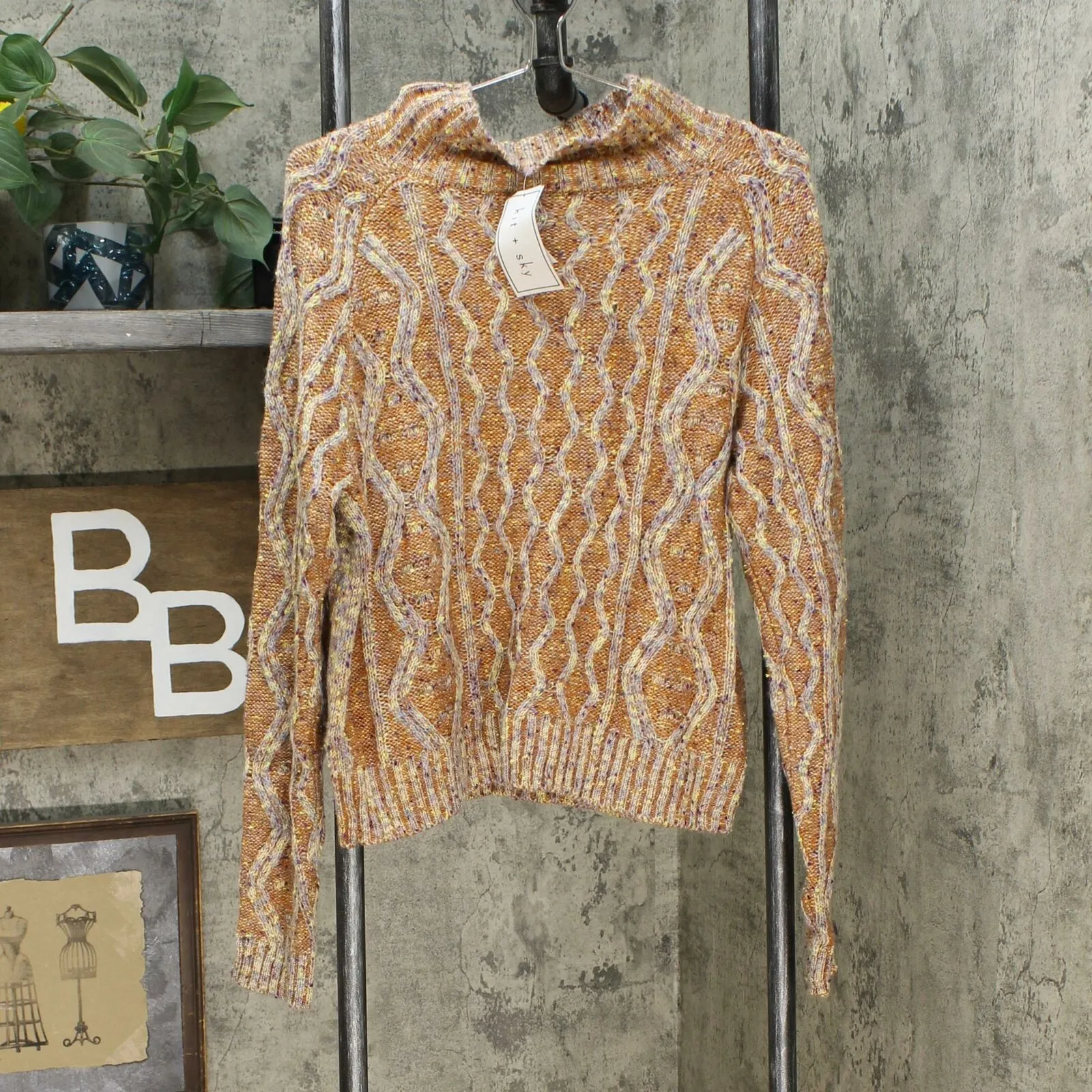Kit   Sky Women's Junior Fit Cable Knit Sweater