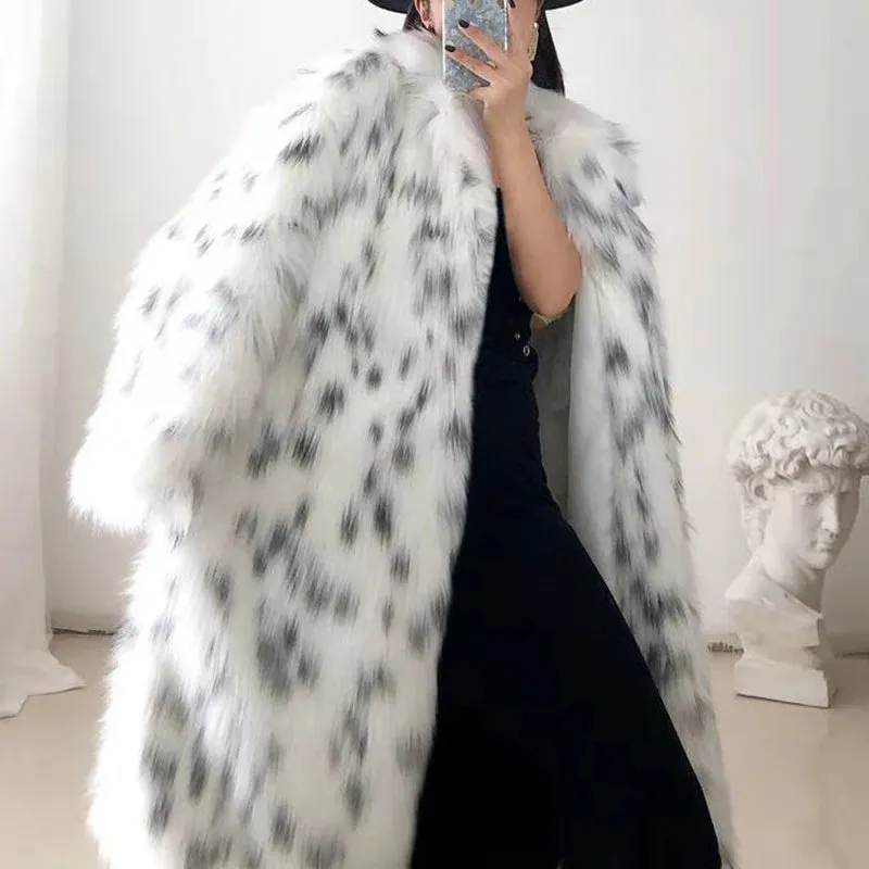 Leopard Faux Fox Fur fluffy trench coat