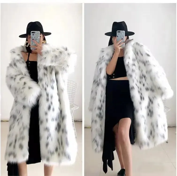 Leopard Faux Fox Fur fluffy trench coat