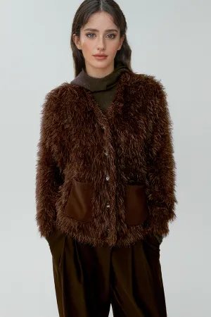 Luxe Fluffy Italian Pool Filati Yarn Knit Faux Fur Cardigan