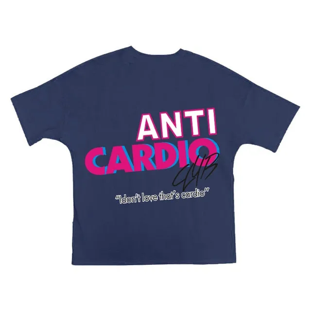 Men crew neck oversized gym t-shirt ANTI CARDIO workout t shirt gym t -shirt fitness shirt bodybuilding t-shirt