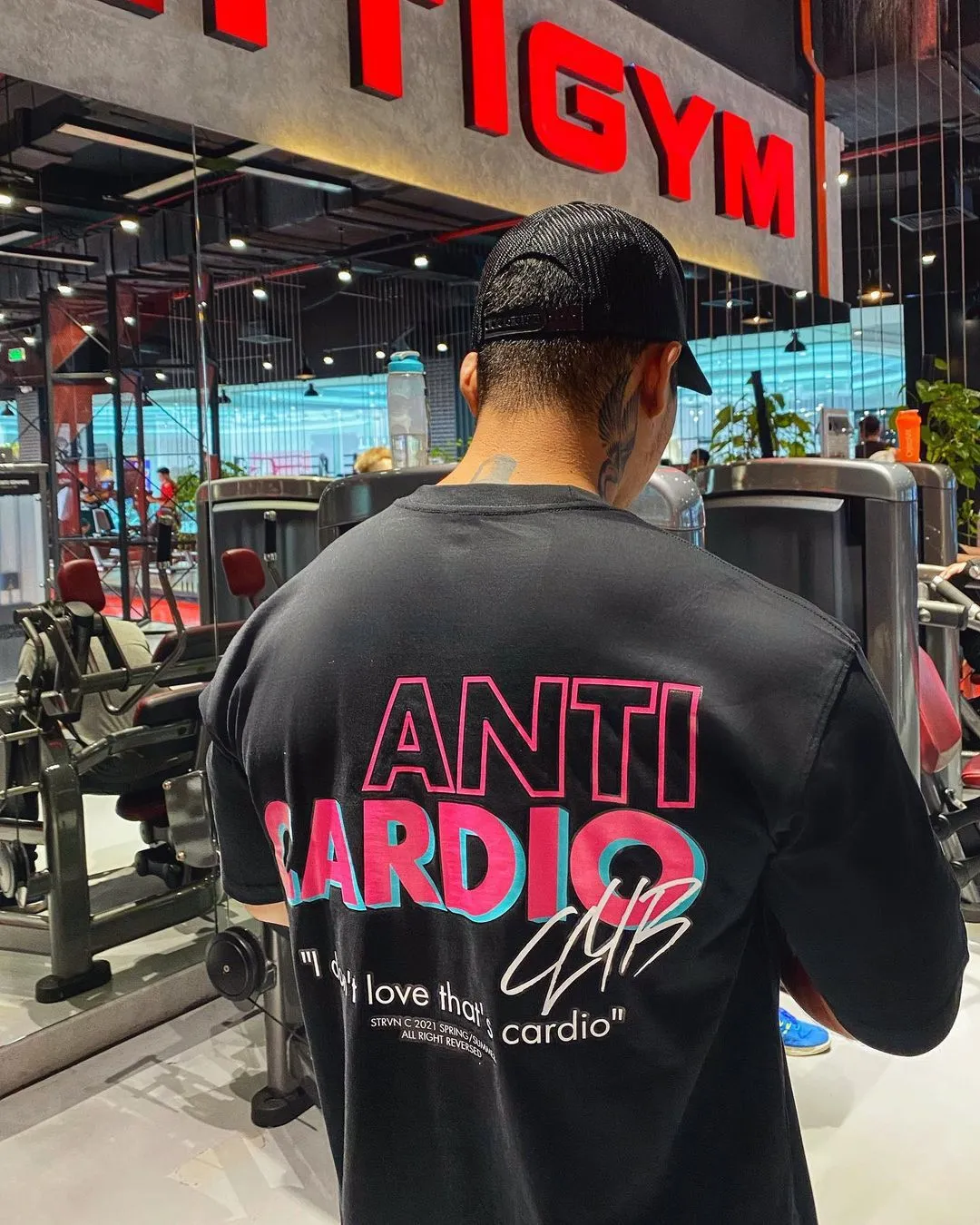 Men crew neck oversized gym t-shirt ANTI CARDIO workout t shirt gym t -shirt fitness shirt bodybuilding t-shirt